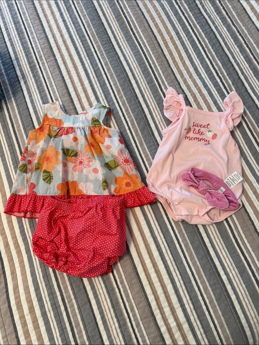 Pink Floral Tank Dress & Pink Romper Set for Baby Girls